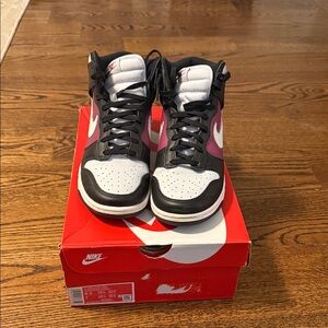 Nike Women's Black, White, and Rosewood High-Top Sneakers